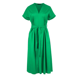 Green A Line Midi Dress with Belt