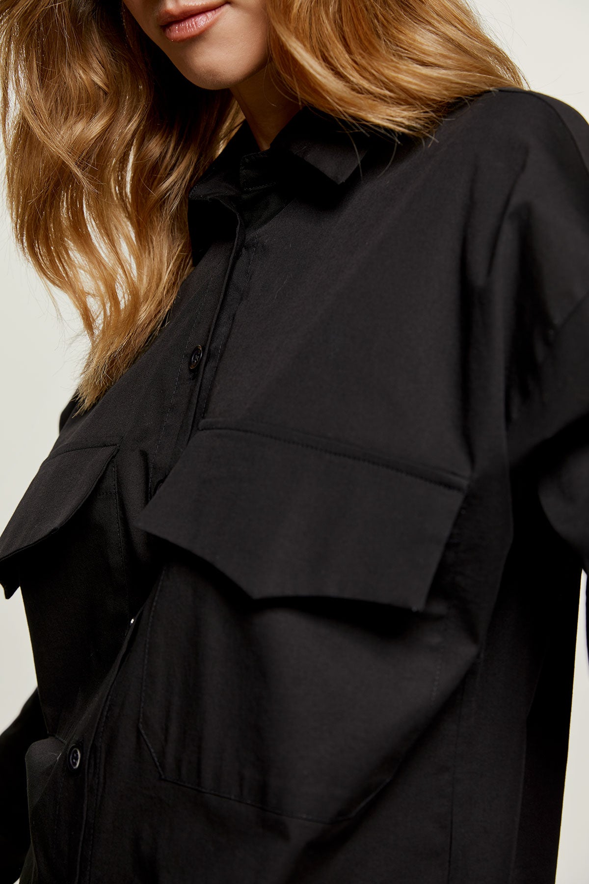 Black Poplin Style Shirt