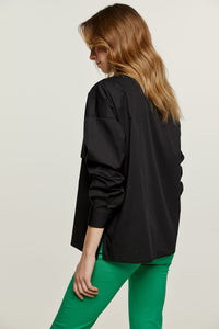 Black Poplin Style Shirt