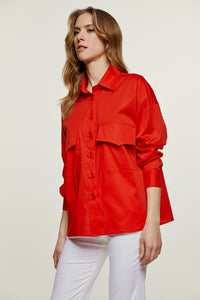 Red Poplin Style Shirt