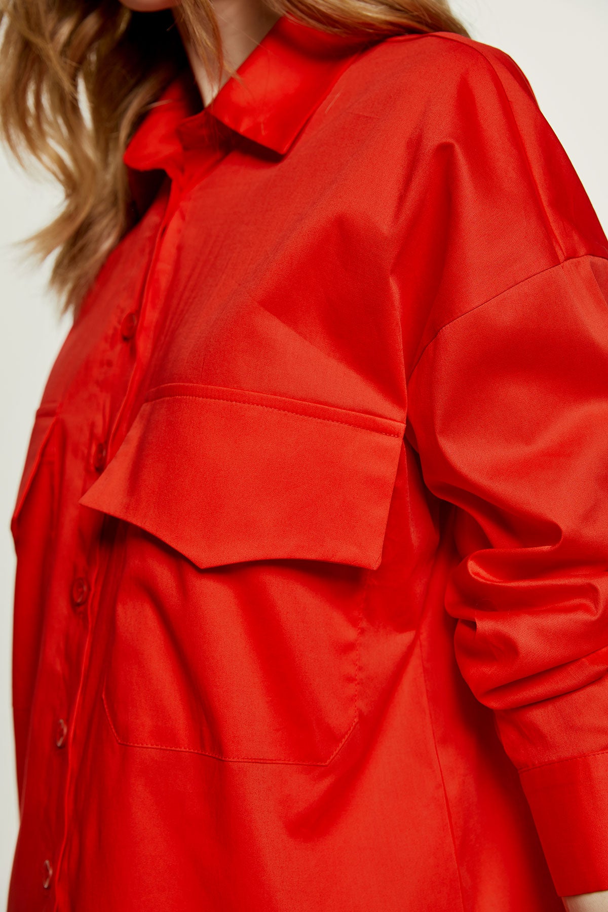 Red Poplin Style Shirt