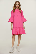 Load image into Gallery viewer, Fuchsia Bell Sleeve Dress with Ruffle Hem