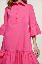 Load image into Gallery viewer, Fuchsia Bell Sleeve Dress with Ruffle Hem