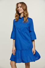 Load image into Gallery viewer, Royal Blue Bell Sleeve Dress with Ruffle Hem