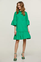 Load image into Gallery viewer, Green Bell Sleeve Dress with Ruffle Hem