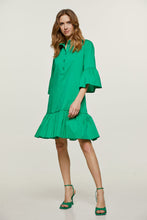 Load image into Gallery viewer, Green Bell Sleeve Dress with Ruffle Hem