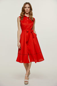 Red Button Dress with Pockets