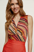 Load image into Gallery viewer, Print Red V Neck Jersey Top