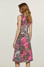Load image into Gallery viewer, Print Fuchsia Jersey Empire Line Dress