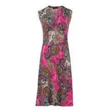 Load image into Gallery viewer, Print Fuchsia Jersey Empire Line Dress