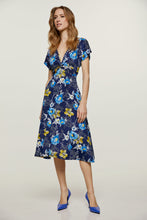 Load image into Gallery viewer, Print Navy Knot Detail Midi Dress
