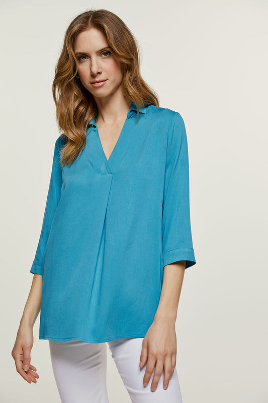 Turquoise V Neck Top