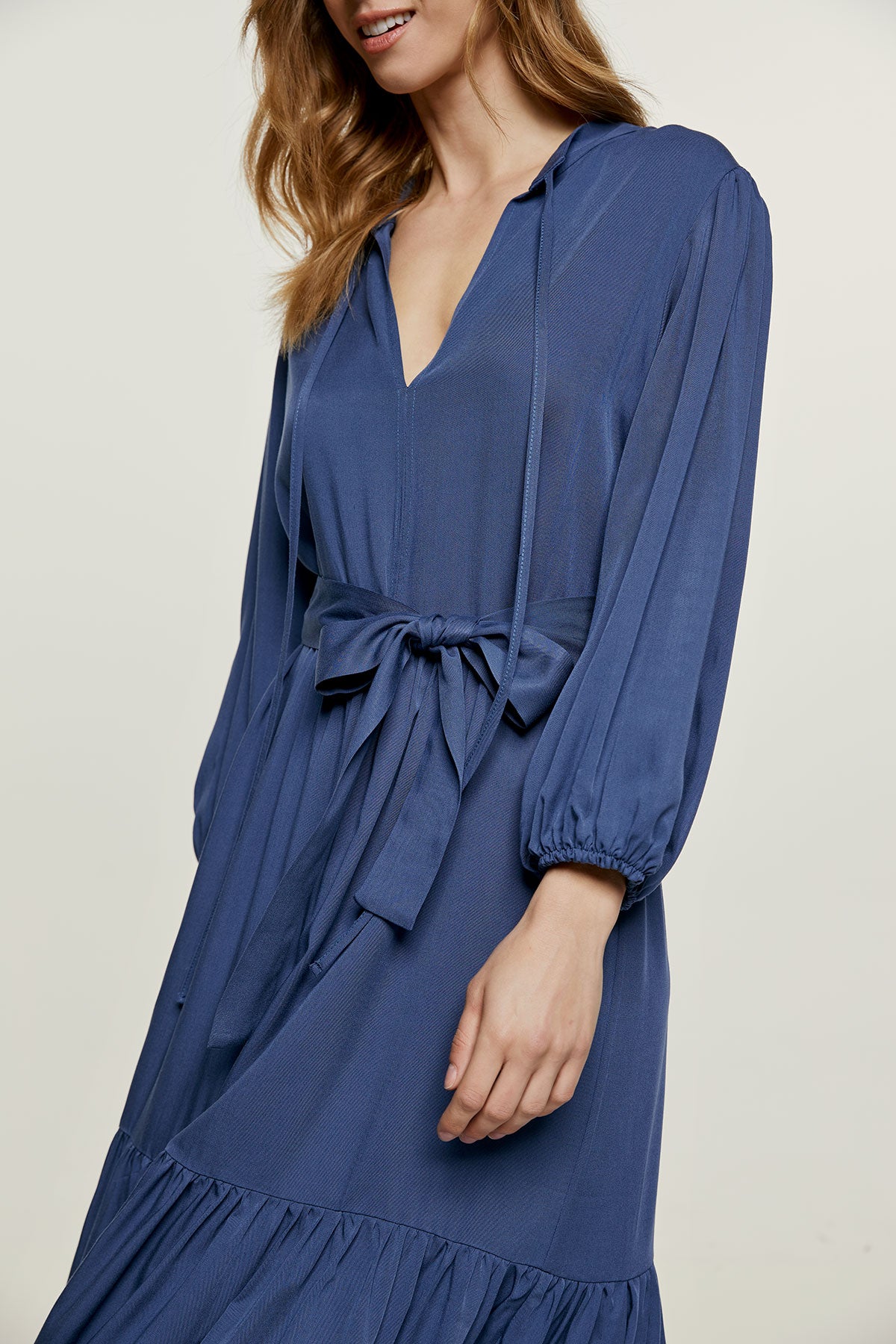 Navy Midi Dress with Ties