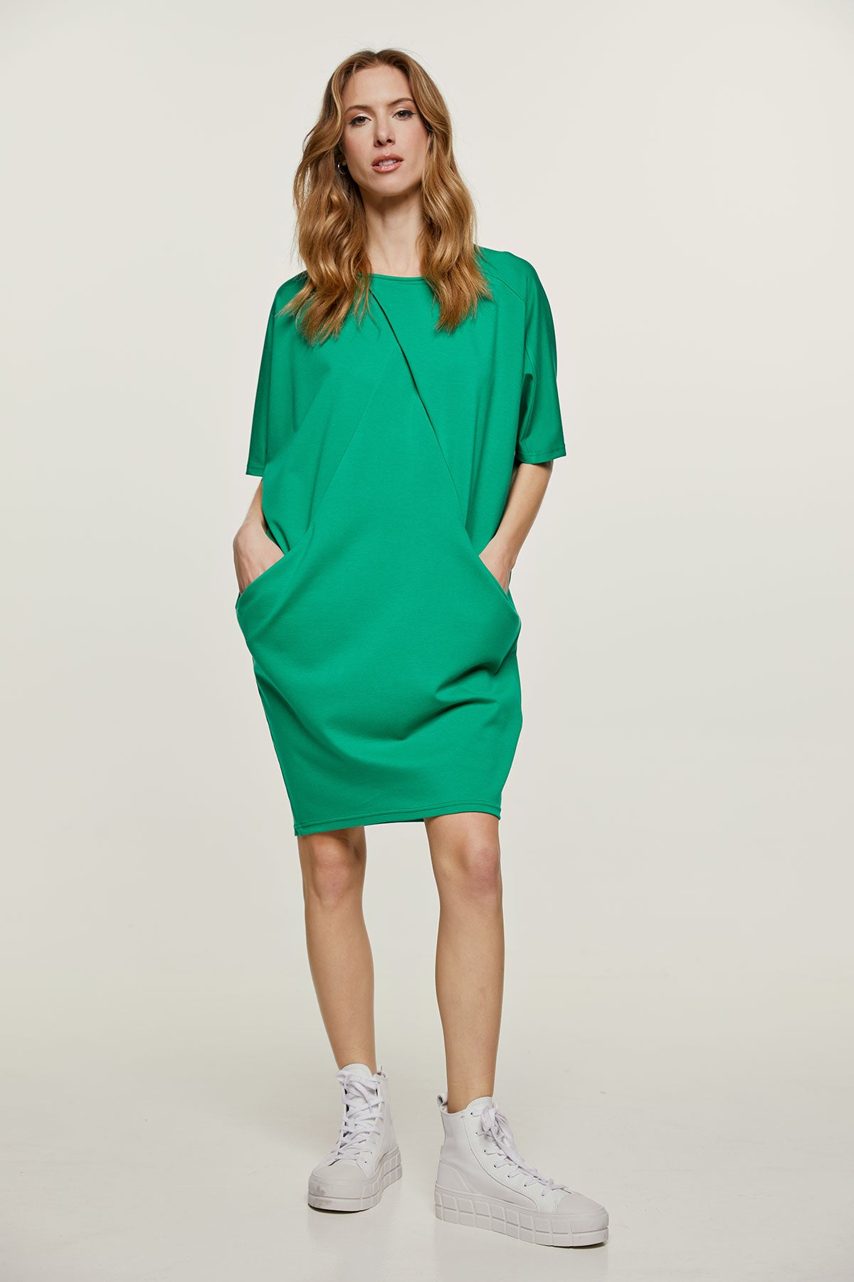 Green Punto di Roma Batwing Dress