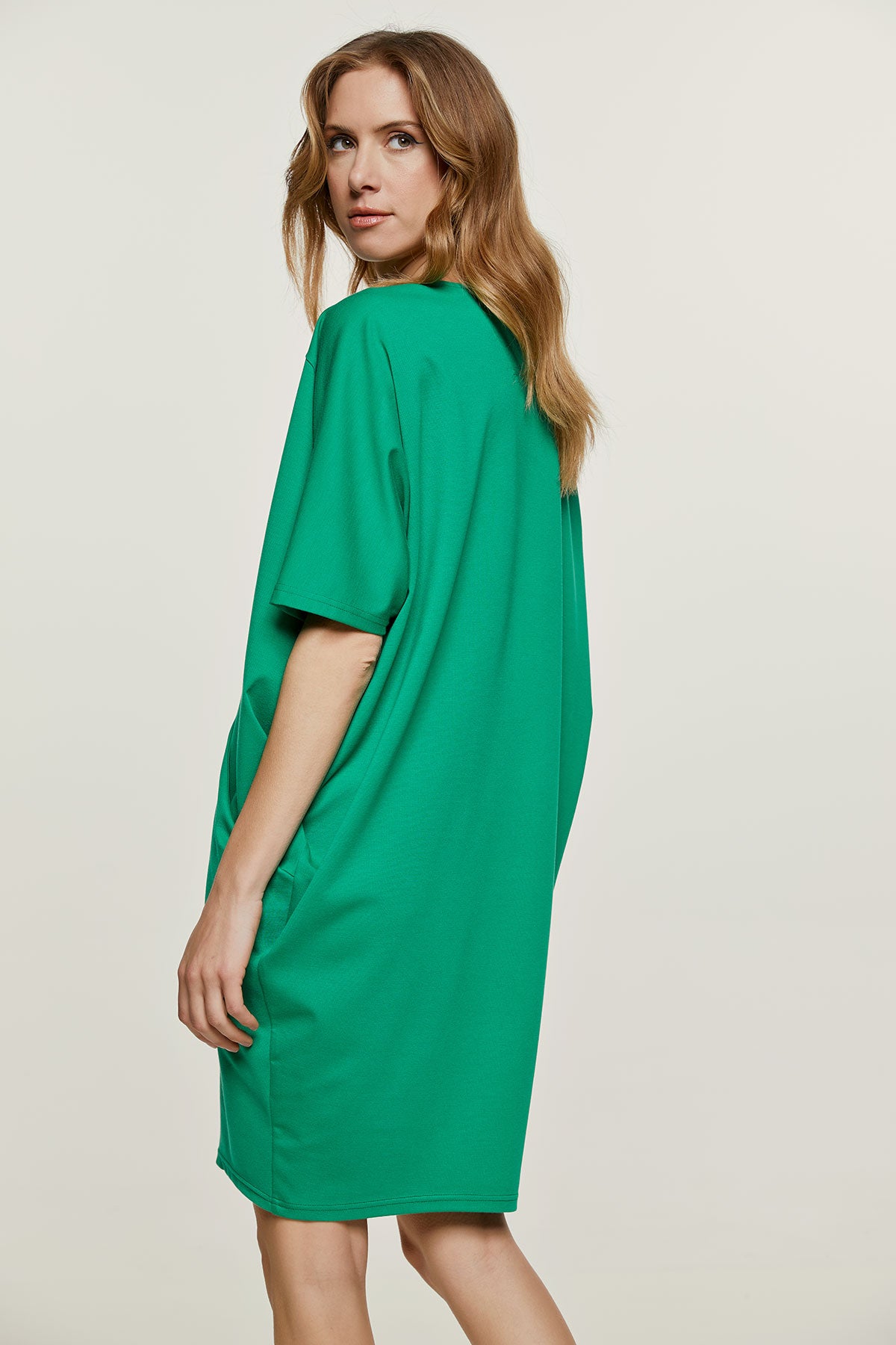 Green Punto di Roma Batwing Dress
