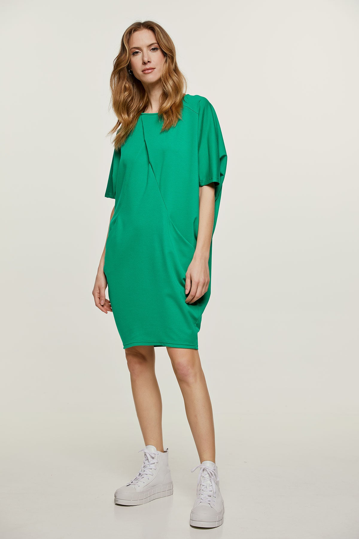 Green Punto di Roma Batwing Dress