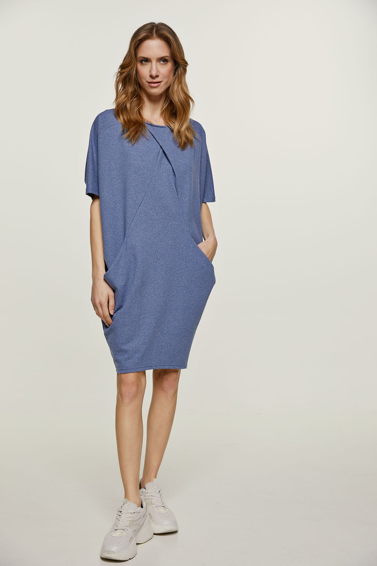 Blue Mélange Batwing Dress