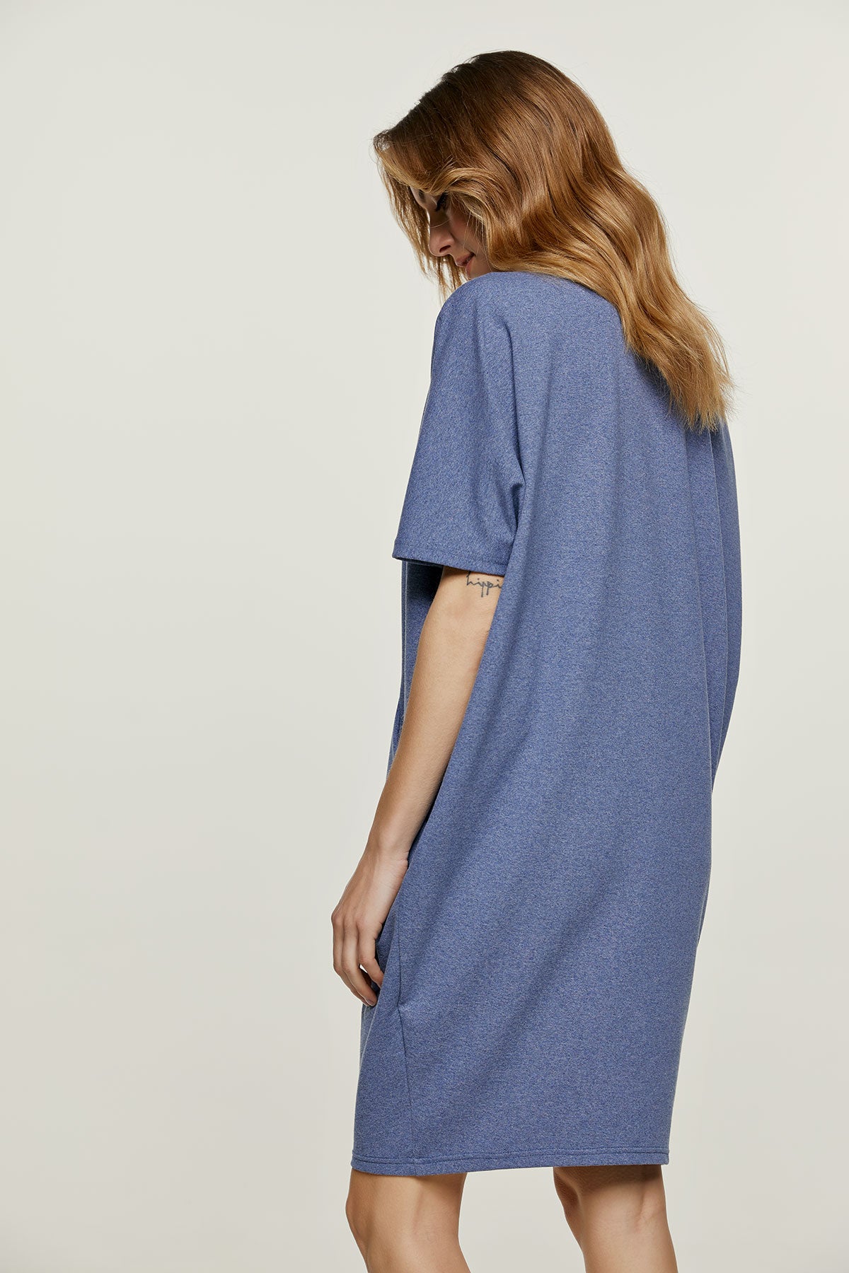 Blue Mélange Batwing Dress