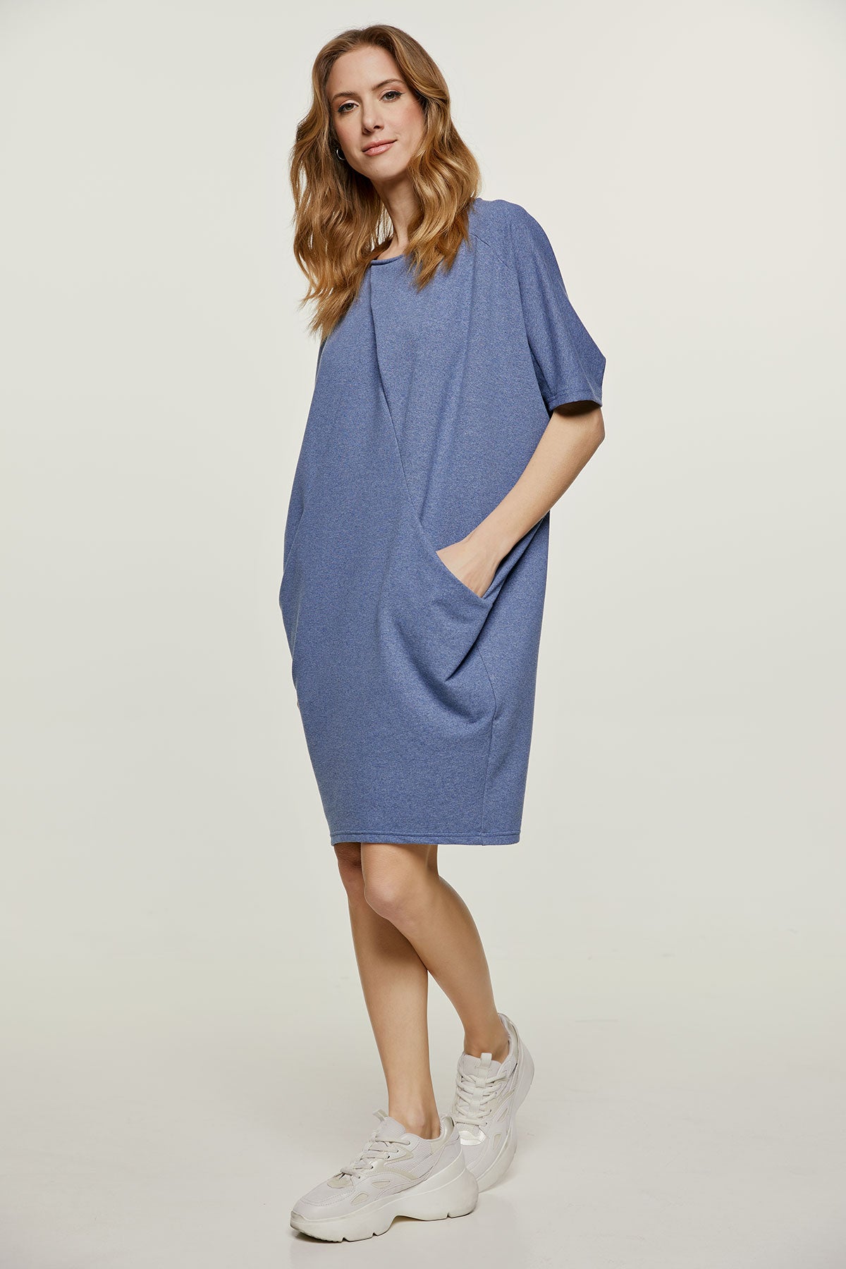Blue Mélange Batwing Dress