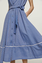 Load image into Gallery viewer, Indigo Polka Dot Button Detail Dress