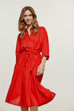 Load image into Gallery viewer, Linen Style Oversized Red Dress with Buttons