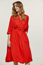 Load image into Gallery viewer, Linen Style Oversized Red Dress with Buttons