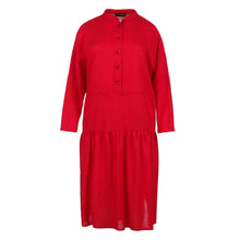 Load image into Gallery viewer, Linen Style Oversized Red Dress with Buttons