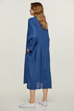 Load image into Gallery viewer, Linen Style Oversized Blue Dress with Buttons