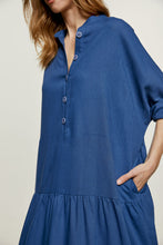 Load image into Gallery viewer, Linen Style Oversized Blue Dress with Buttons