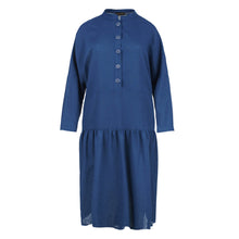 Load image into Gallery viewer, Linen Style Oversized Blue Dress with Buttons