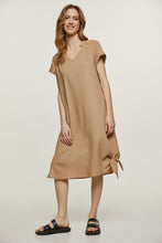 Load image into Gallery viewer, Beige Midi Dress with Tie Detail
