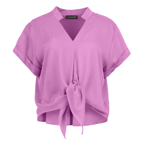 Lavender Dream Viscose Tie-Front Blouse