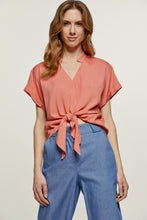 Load image into Gallery viewer, Tie Detail Coral Top