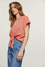 Load image into Gallery viewer, Tie Detail Coral Top