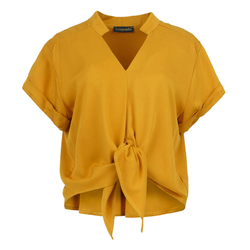 Golden Hour Viscose Tie-Front Blouse