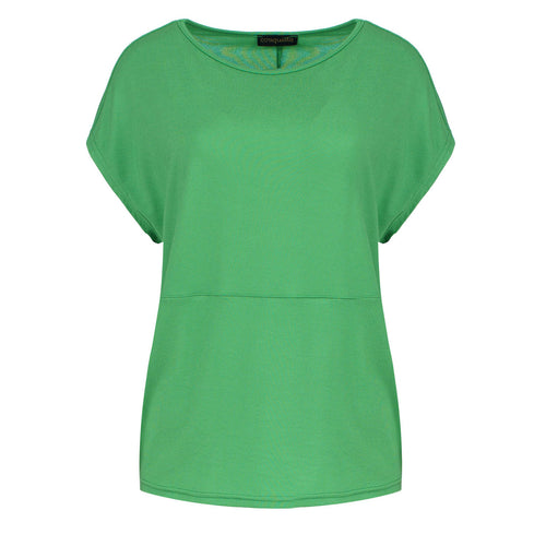 Green Stretch Jersey Boat Neckline Top