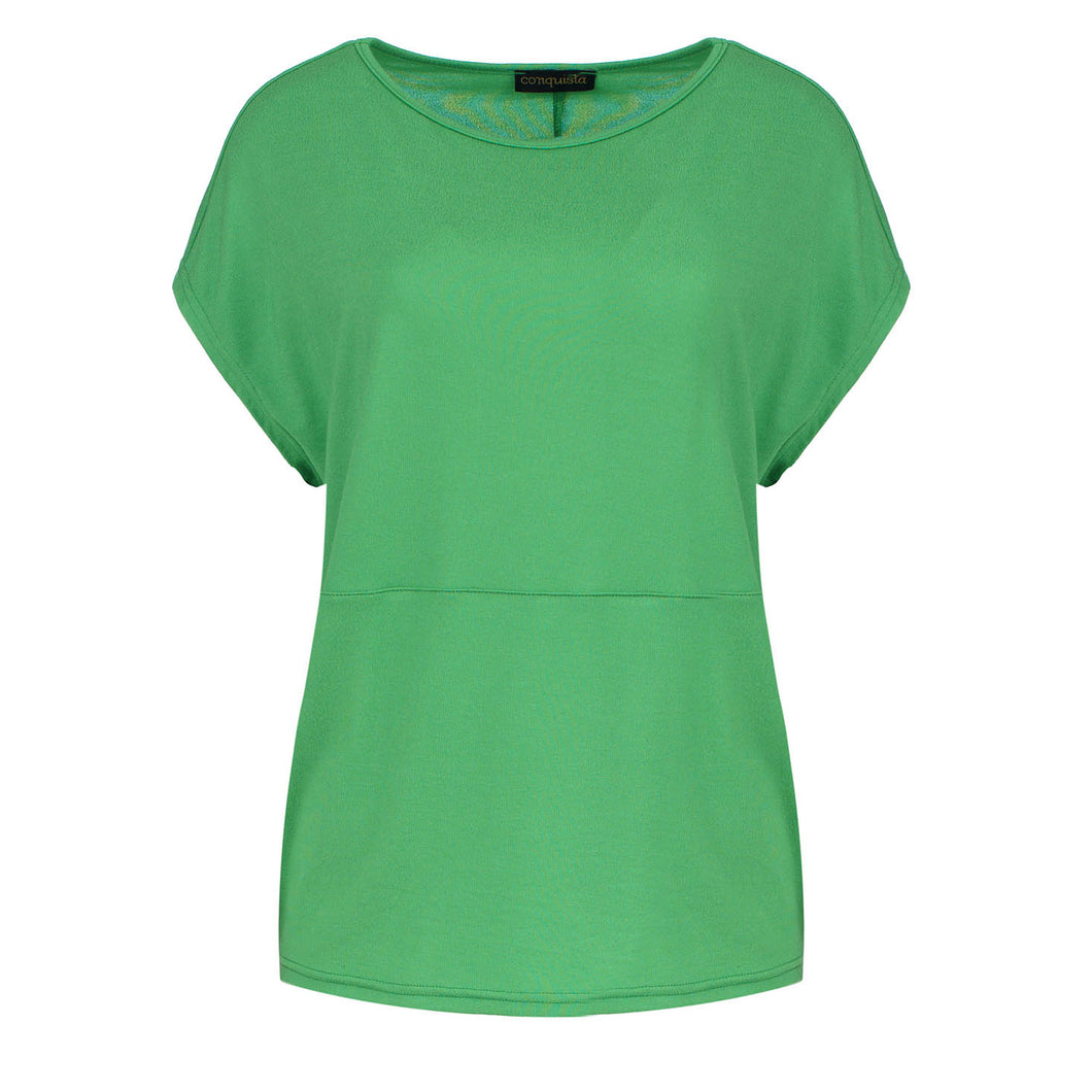 Green Stretch Jersey Boat Neckline Top