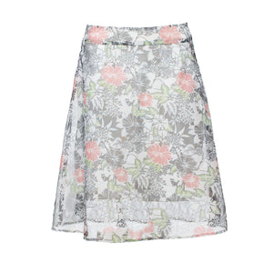 Floral Burn-Out Viscose Blend Knee Length Cloche Skirt