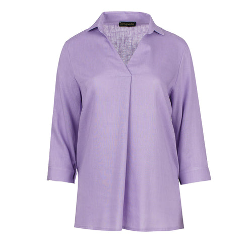 Lilac Linen V Neck Top