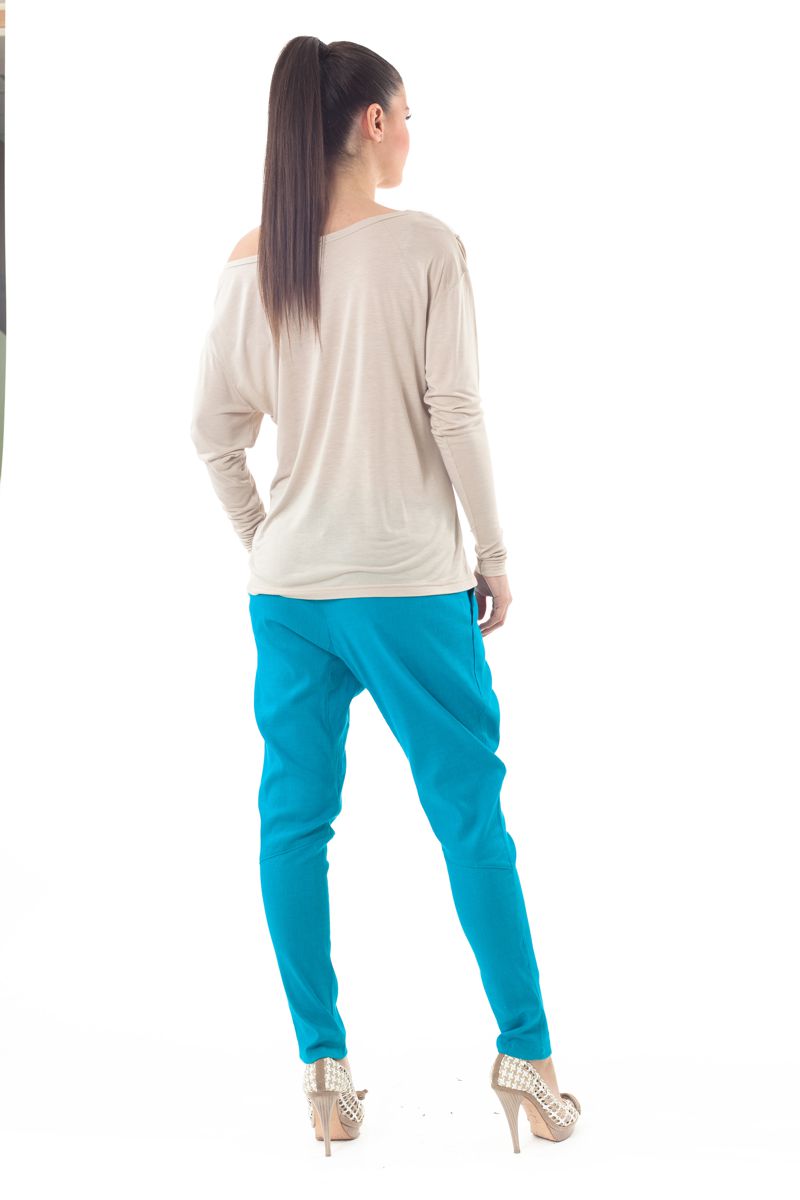 Conquista Παντελόνι Casual Μακρύ Slim Fit Με Πιέτες Μονόχρωμο Λινό Πετρόλ C230-057-35