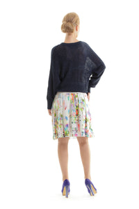 Cotton Pleated Printed Skirt