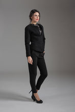 Load image into Gallery viewer, Fitted Lined Wool Blazer with a Touch of Silver Lurex and Front Zip Fastening