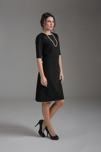 A Line Elbow Sleeve Dress with Burn Out Detail
