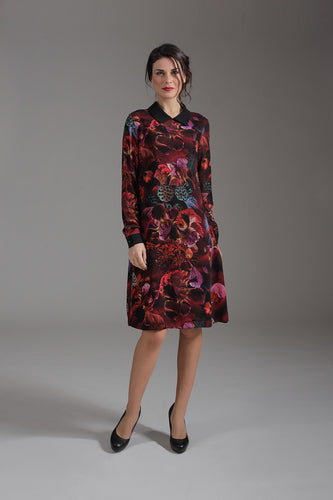 Bold Floral Print A Line Dress