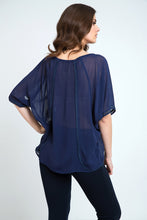 Load image into Gallery viewer, Sheer Boho Top Navy
