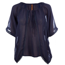 Load image into Gallery viewer, Sheer Boho Top Navy