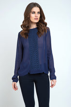 Load image into Gallery viewer, Sheer Ethnic Style Top Navy