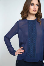 Load image into Gallery viewer, Sheer Ethnic Style Top Navy