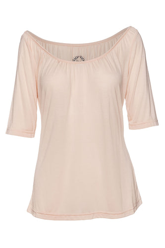 Elbow Sleeve Light Pink Top