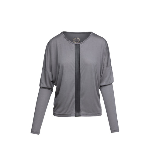 Dark Grey Top with Faux Leather Detail